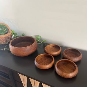 SOLD-Vintage Teak Salad Bowl Set (5 pieces)